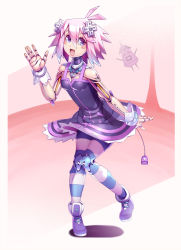 Rule 34 | android, dress, eggplant, highres, joints, mechanization, neptune (neptunia), neptune (series), purple dress, purple eyes, purple hair, robonep, robot, robot joints, solo