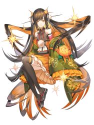 Rule 34 | 1boy, brown hair, crossdressing, food fantasy, full body, highres, imonovel, long hair, looking at viewer, multicolored hair, official art, orange eyes, orange hair, pale skin, sea urchin (food fantasy), second-party source, solo, transparent background, very long hair
