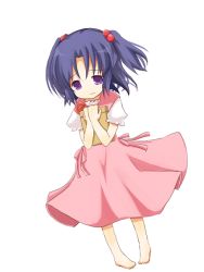 Rule 34 | 00s, 1girl, bad id, bad pixiv id, barefoot, child, clannad, dress, hair bobbles, hair ornament, ichinose kotomi, solo, two side up, yuzuki (yuduame)