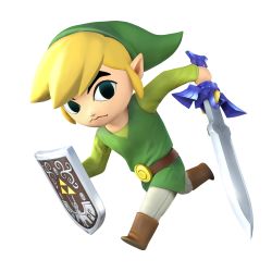 Rule 34 | 1boy, absurdres, blonde hair, green shirt, hat, highres, link, looking at viewer, male focus, master sword, nintendo, official art, pointy ears, shirt, solo, super smash bros., sword, the legend of zelda, the legend of zelda: the wind waker, toon link, weapon