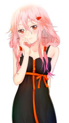 Rule 34 | 1girl, absurdres, bare shoulders, breasts, closed mouth, guilty crown, hair ornament, hairclip, highres, long hair, looking at viewer, medium breasts, pink hair, red eyes, sarina (tosiyukiryousuke), solo, twintails, yuzuriha inori