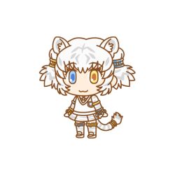 Rule 34 | 1girl, animal ears, byakko (kemono friends), extra ears, heterochromia, kemono friends, kemono friends pavilion, looking at viewer, official art, short hair, solo, tail, transparent background, white hair