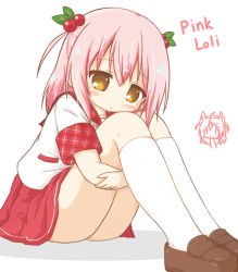 Rule 34 | 1girl, ass, blonde dog girl (ri-net), blush, brown eyes, brown footwear, character name, closed mouth, commentary request, full body, hair between eyes, hair bobbles, hair ornament, kneehighs, leg up, loafers, looking at viewer, original, pink hair, pink loli (rinechun), plaid, plaid sailor collar, pleated skirt, red sailor collar, red skirt, ri-net, sailor collar, school uniform, serafuku, shadow, shirt, shoes, short sleeves, sitting, skirt, socks, solo, two side up, white background, white shirt, white socks
