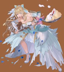 Rule 34 | 1girl, angry, blonde hair, blue eyes, bouquet, breasts, bridal veil, bride, charlotte (bridal) (fire emblem), charlotte (fire emblem), dress, fire emblem, fire emblem fates, fire emblem heroes, flower, food, full body, hair ribbon, high heels, highres, injury, large breasts, long hair, looking at viewer, nintendo, official art, pikomaro, ribbon, ryona, solo, spoon, torn clothes, transparent background, veil, wavy hair, weapon, wedding dress