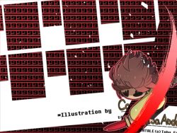 Rule 34 | attack, black background, black eyes, black shorts, brown hair, chara (undertale), cutting, green shirt, holding, holding knife, holding weapon, houten (dre a mer), knife, looking down, melting, red background, shirt, short hair, shorts, undertale, weapon, white background