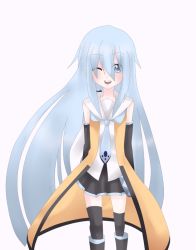 Rule 34 | blue eyes, boots, coat, gradient hair, long hair, multicolored hair, musune kuromi, one eye closed, original, self-upload, solo, standing, thighhighs, very long hair, vocaloid, wink