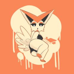 Rule 34 | 1girl, 2016, absurdres, animal ears, artist name, ass, beige background, black leotard, black sclera, breasts, colored sclera, creatures (company), dated, feet, female focus, finger to mouth, full body, furry, furry female, game freak, gen 5 pokemon, half-closed eyes, hand to own mouth, hand up, highres, laranthrod, legendary pokemon, leotard, lips, looking down, lying, mythical pokemon, nintendo, on side, open mouth, orange background, outline, personification, pokemon, pokemon (creature), pokemon bw, simple background, skindentation, small breasts, solo, tail, text focus, two-tone background, victini, watermark, white eyes