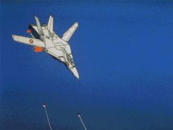 Rule 34 | 1980s (style), aerial battle, alien, animated, animated gif, battle, choujikuu yousai macross, contrail, dodging, dogfight, epic, explosion, flying, gerwalk, gunpod, insignia, itano circus, macross, maximilian jenius, mecha, missile, official art, oldschool, retro artstyle, robot, science fiction, traditional media, transformation, u.n. spacy, variable fighter, vf-1, vf-1a, zentradi