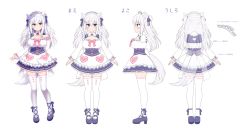 Rule 34 | 1girl, absurdres, animal ears, blue eyes, breasts, cat ears, character sheet, collarbone, commentary request, frills, hair ornament, hair ribbon, highres, large breasts, long hair, maid, maid headdress, noripro, official art, ribbon, second-party source, shirayuki mishiro, thighhighs, translation request, tsukudani norio, two side up, virtual youtuber, white hair, white thighhighs, wing collar