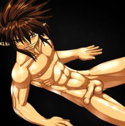 Rule 34 | 1boy, male focus, nude, penis, saiyuki, simple background, solo, son goku (saiyuki)