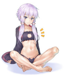 Rule 34 | 1girl, ^^^, barefoot, blush, bra, breasts, cat cutout, cat ear panties, cat lingerie, cleavage cutout, clothing cutout, feet, frilled bra, frills, full body, hair tubes, highres, hood, hoodie, indian style, lingerie, low twintails, meme attire, navel, open clothes, open hoodie, panties, s-goon, short hair with long locks, side-tie panties, sitting, small breasts, solo, stomach, sweatdrop, toes, twintails, underwear, underwear only, vocaloid, voiceroid, yuzuki yukari