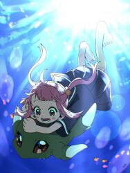 Rule 34 | 1girl, 1other, betamon, digimon, digimon (creature), highres, red eyes, underwater
