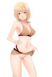 Rule 34 | 10s, 1girl, absurdres, blonde hair, breasts, charlotte dunois, cleavage, clothes lift, highres, infinite stratos, kaisa, kaisa7689, large breasts, medium breasts, no panties, purple eyes, pussy, short hair, skirt, skirt lift, solo, uncensored