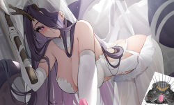 Rule 34 | 1boy, 1girl, antlers, armor, axe, azur lane, bare shoulders, blush, breasts, commander (azur lane), dildo, elbow gloves, gloves, golden hind (azur lane), golden hind (forlorn femme fatale) (azur lane), hair over one eye, heart, heart-shaped pupils, highres, holding, holding axe, holding sex toy, holding weapon, horns, large breasts, long hair, looking at viewer, mole, mole under mouth, official alternate costume, parted lips, power armor, purple eyes, purple hair, qing wu, reindeer antlers, revealing clothes, sex toy, suction cups, symbol-shaped pupils, tentacles, trembling, veil, weapon, white gloves