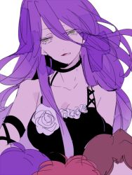 Rule 34 | 10s, 1girl, 3boys, age difference, black dress, breasts, brown hair, child, choker, cleavage, collarbone, cordelia (diabolik lovers), diabolik lovers, dress, elbow gloves, eyelashes, fang, flat color, flower, gloves, green eyes, half-closed eyes, kiri (qoo), large breasts, lips, lipstick, long hair, looking at another, mother and son, multiple boys, out of frame, purple hair, red hair, rose, sakamaki ayato, sakamaki kanato, sakamaki laito, simple background, size difference, solo focus, upper body, vampire, very long hair, white background, white rose, aged down