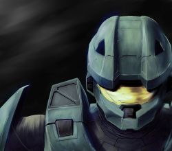 Rule 34 | 1boy, armor, gradient background, halo (game), halo (series), helmet, male focus, master chief, power armor, power suit, ryu-akt, simple background, solo, spartan