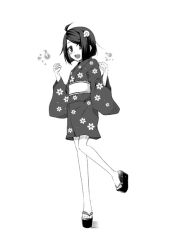 Rule 34 | 1girl, araragi tsukihi, greyscale, japanese clothes, kimono, kouji (campus life), monochrome, monogatari (series), short hair, solo