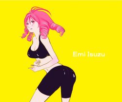 Rule 34 | 1girl, bare shoulders, blush, drill hair, isuzu emi, pink eyes, pink hair, tenjou tenge, twin drills