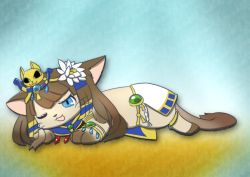 Rule 34 | artist request, bastet (cat busters), blue eyes, brown hair, cat, cat busters, furry, highres, short hair