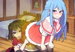 Rule 34 | &gt; &lt;, 13o, 3girls, black hair, blue hair, blush, brown hair, fart, fart, farting in face, forced, forced to smell, leaning back, lost treasures, multiple girls, room, sitting, sitting on face, sitting on person, smell, tagme