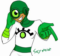 Rule 34 | 1boy, bodysuit, character name, cyclops, dark skin, dc comics, gloves, male focus, one-eyed, see-more, smile, solo, teen titans