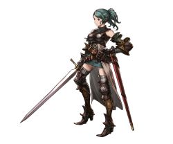 Rule 34 | 10s, 1girl, armor, armored boots, belt, blue hair, boots, brown eyes, full body, gloves, granblue fantasy, herja, long hair, minaba hideo, official art, ponytail, solo, sword, transparent background, weapon
