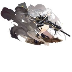 Rule 34 | 1girl, bandana around thighs, black footwear, blood, blood on face, blue eyes, bolt-action rifle, bolt action, boots, brown gloves, closed mouth, darpa xm-3, fingerless gloves, floor, girls&#039; frontline, gloves, gun, highres, holding, holding weapon, holster, long hair, looking away, mod3 (girls&#039; frontline), official alternate costume, official art, prototype design, rifle, shi-chen, silver hair, sitting, smoke, sniper rifle, solo, suppressor, thighs, transparent background, weapon, xm3 (girls&#039; frontline), xm3 (mod3) (girls&#039; frontline)
