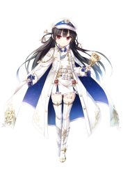 Rule 34 | 1girl, absurdres, bell, belt, belt buckle, black hair, blue bow, blush, boots, bow, buckle, cape, closed mouth, coat, commentary request, constellation print, cross-laced footwear, cura, gloves, hachiroku (maitetsu), hair ornament, handbell, hat, highres, holding, holding bell, jacket, knee boots, lace-up boots, long hair, long sleeves, looking at viewer, maitetsu, open clothes, open coat, peaked cap, pleated skirt, red eyes, simple background, skirt, sleeves past wrists, smile, solo, standing, thighhighs, thighhighs under boots, v-shaped eyebrows, very long hair, white background, white belt, white cape, white coat, white footwear, white gloves, white hat, white jacket, white skirt, white thighhighs