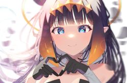 Rule 34 | + +, 1girl, absurdres, bare shoulders, black gloves, blonde hair, blue eyes, closed mouth, floating hair, gloves, gradient hair, heart, heart hands, highres, hololive, hololive english, light blush, long hair, long sleeves, looking at viewer, multicolored hair, ninomae ina&#039;nis, pointy ears, purple eyes, purple hair, single sleeve, smile, solo, stu diho, tiara, virtual youtuber