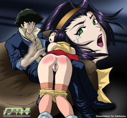 Rule 34 | ass, ass focus, cowboy bebop, crying, crying with eyes open, faye valentine, hot, spanked, spanking, spike spiegel, tears, vaginal