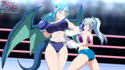 2girls artist_request ass bikini boxing catfight commission fighting multiple_girls original swimsuit tagme