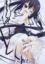 Rule 34 | 00s, 1girl, bar censor, breasts, censored, cum, garter belt, k-on!, lace, lace-trimmed legwear, lace trim, nakano azusa, nipples, no panties, private garden, pussy, solo, thighhighs, tsurusaki takahiro, white thighhighs