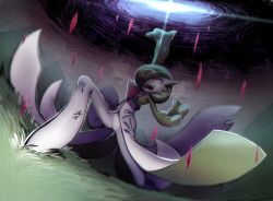 Rule 34 | 1girl, anger vein, arm up, black hole, blurry, bob cut, breath, chromatic aberration, colored skin, constricted pupils, creatures (company), depth of field, dutch angle, fangs, female focus, fisheye, flat chest, full body, game freak, gardevoir, gen 3 pokemon, grass, green hair, green skin, hair over one eye, hand up, highres, lotosu, multicolored skin, nintendo, on one knee, open mouth, outdoors, outstretched arm, pink eyes, pokemon, pokemon (creature), short hair, smile, solo, spread legs, sweat, teeth, tongue, tree, two-tone skin, uvula, v-shaped eyebrows, white skin
