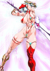 Rule 34 | 1girl, absurdres, armor, breasts, highres, huge breasts, revealing clothes, sword, weapon, yuri ai