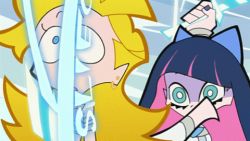 Rule 34 | 10s, 2girls, animated, animated gif, dark persona, english text, engrish text, lowres, multiple girls, murder, sound effects, panty &amp; stocking with garterbelt, panty (psg), ranguage, siblings, sisters, spoilers, stocking (psg)