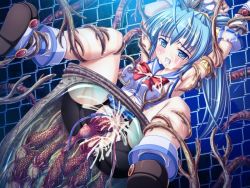 Rule 34 | armpits, arms up, clenched teeth, lusterise, restrained, saikyou mahou shoujo arina, teeth, tentacles, urethral insertion