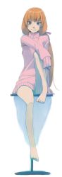 Rule 34 | 1girl, akinbo (hyouka fuyou), blue eyes, highres, no pants, pink theme, ponytail, red hair, ribbon, sweater