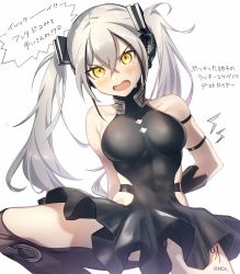 Rule 34 | breasts, breasts apart, destroyer (girls&#039; frontline), dress, girls&#039; frontline, hip vent, medium breasts, moa (21energy12), sangvis ferri, silver hair, skindentation, solo, thighs, turtleneck, turtleneck dress, twintails, yellow eyes