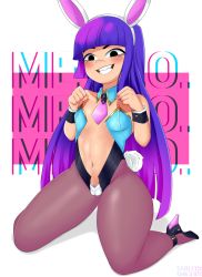 Rule 34 | 1girl, animal ears, breasts, glitch techs, high heels, highres, long hair, looking at viewer, meme attire, miko kubota, multicolored hair, reverse bunnysuit, reverse outfit, thick thighs, thighs