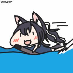 Rule 34 | 1girl, animal ears, animated, animated gif, azur lane, lowres, one-piece swimsuit, open mouth, seseren, swimsuit, tail, torpedo