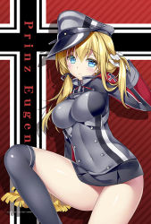 Rule 34 | 10s, 1girl, anchor, aqua eyes, black thighhighs, blonde hair, blush, breasts, cross, gloves, hair ribbon, hat, iron cross, kantai collection, large breasts, long hair, long sleeves, looking at viewer, md5 mismatch, microskirt, military, military uniform, peaked cap, prinz eugen (kancolle), rei (rei&#039;s room), resolution mismatch, ribbon, skirt, smile, solo, source smaller, thighhighs, twintails, uniform, white gloves