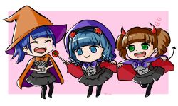 Rule 34 | :d, babymetal, blue eyes, blue hair, bow, cape, character request, cloak, demon, happy, hat, heart, horns, long hair, lsize, ponytail, smile, tagme, tail, twintails, wand, witch hat