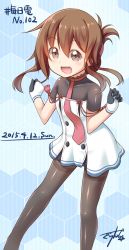 Rule 34 | 10s, 1girl, 2015, brown eyes, brown hair, cosplay, dated, folded ponytail, gloves, gurande (g-size), highres, inazuma (kancolle), kantai collection, long hair, murakumo (kancolle), murakumo (kancolle) (cosplay), necktie, pantyhose, solo, thighband pantyhose