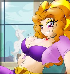 Rule 34 | 1girl, adagio dazzle, breasts, cleavage, cogbrony, eyeshadow, hasbro, large breasts, looking at viewer, makeup, midriff, my little pony, my little pony: equestria girls, my little pony: friendship is magic, selfie