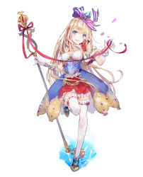 Rule 34 | 1girl, :p, absurdres, atelier (series), atelier lydie &amp; suelle, blonde hair, blue eyes, detached sleeves, dress, full body, gloves, highres, holding, holding staff, huge filesize, ilmeria von leinweber, leg up, long hair, looking at viewer, official art, puffy sleeves, ribbon, ribbon-trimmed legwear, ribbon trim, simple background, solo, staff, thighhighs, tongue, tongue out, white background, white gloves, white thighhighs, yuugen