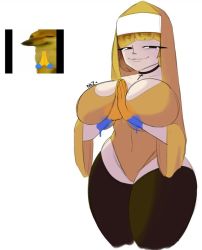 Rule 34 | :3, between breasts, breasts, cheems, doge, large breasts, meme, nezulet, nun, personification, praying, smug, thick thighs, thighhighs, thighs