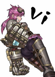 Rule 34 | 1girl, ass, breasts, brown eyes, gauntlets, goggles, grin, league of legends, lol (harikofu), long hair, looking at viewer, pink hair, smile, solo, thighs, vi (league of legends)