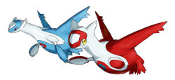 Rule 34 | brother and sister, creatures (company), game freak, gen 3 pokemon, good frog, latias, latios, legendary pokemon, nintendo, no humans, pokemon, pokemon (creature), siblings, simple background