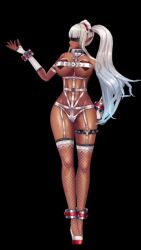 Rule 34 | 1girl, 3d, action taimanin, alternate costume, alternate hairstyle, animated, ass, bare legs, bare shoulders, blue eyes, blush, bouncing breasts, breasts, cleavage, collar, curvy, dark-skinned female, dark elf, dark skin, eleonor (taimanin rpgx), elf, fingerless gloves, full body, gloves, green eyes, heart, heart pasties, highres, huge breasts, leotard, lilith-soft, lingerie, long hair, pasties, pointy ears, pubic tattoo, revealing clothes, see-through, shiny skin, smile, sound, tagme, taimanin (series), talking, tattoo, twintails, underwear, very long hair, video, white hair, white leotard, wide hips