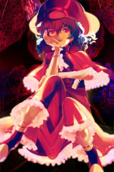 Rule 34 | 1girl, black hair, hat, highres, jewelry, red eyes, remilia scarlet, ring, shio (pesante), sitting, solo, touhou